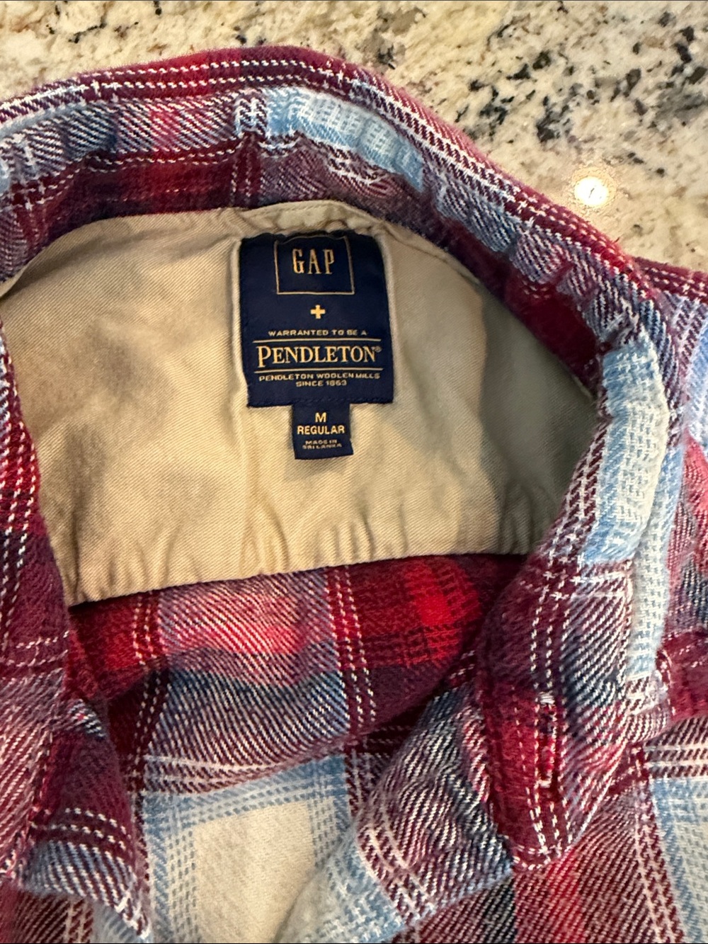 Pendleton Red, White & Light Blue Plaid Flannel Shirt